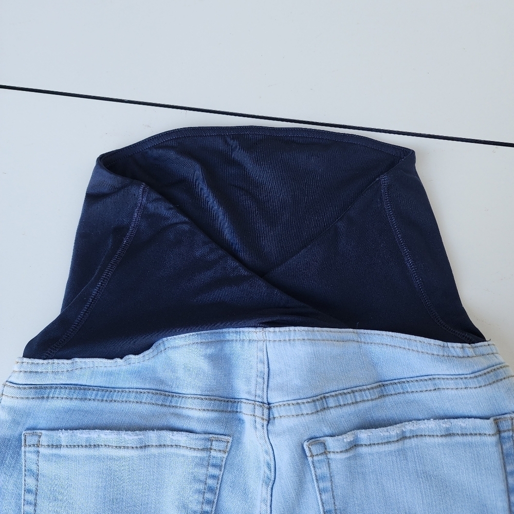 Isabel Maternity Light Blue Denim Pockets Full Panel Stretch Skinny Jeans 6 - Picture 7 of 9